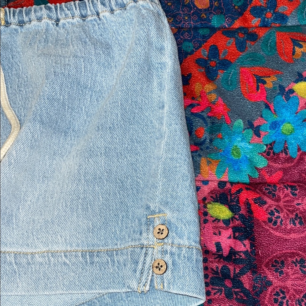 NWT ROXY Cotton Blend Light Blue Summery Jean Shorts with Drawstring Size S - Picture 6 of 12